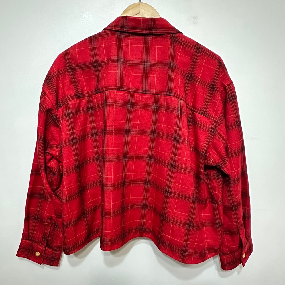 Dixxon Flannel Co The Loveless Womens 2X Red Plaid Cropped Button Up Shirt 90s - Picture 7 of 12